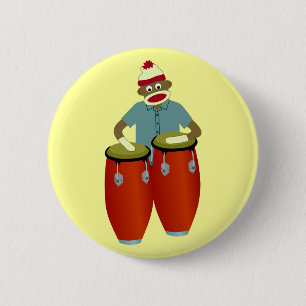 Socken-Affe-Conga-Trommeln Button