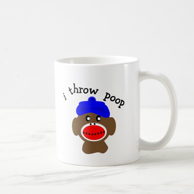Socken-Affe, ", das ICH WERFE KACKE " Kaffeetasse (Rechts)