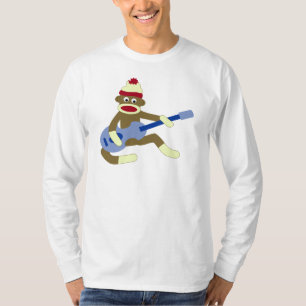 Socken-Affe, der blaue Gitarre spielt T-Shirt