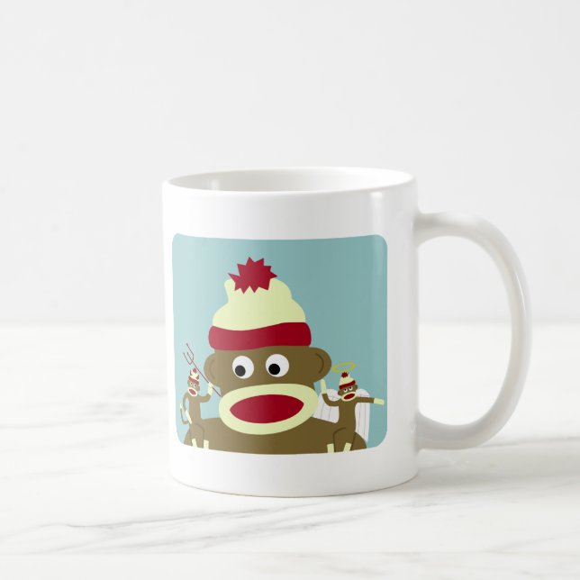Socken-Affe-Engel u. Teufel Kaffeetasse (Rechts)
