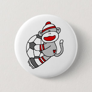 Socken-Affe-Fußball Button