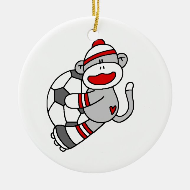 Socken-Affe-Fußball-T-Shirts und Geschenke Keramik Ornament (Vorne)