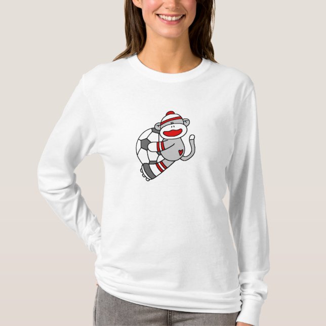 Socken-Affe-Fußball-T-Shirts und Geschenke T-Shirt (Vorderseite)