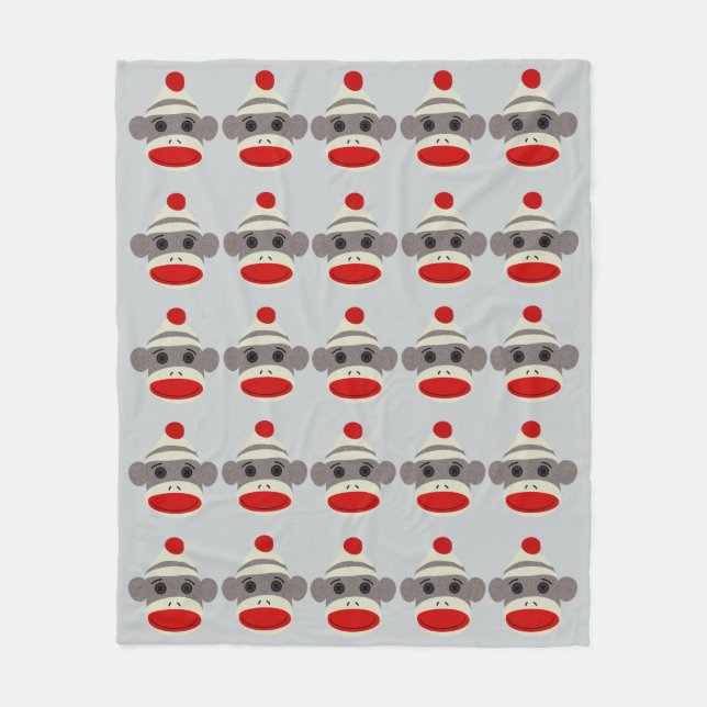 Socken-Affe-Gesicht Fleecedecke (Vorderseite)