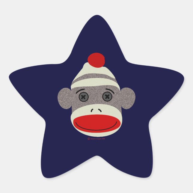 Socken-Affe-Gesicht Stern-Aufkleber (Vorderseite)