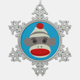 Socken-Affe-Gesichts-Schneeflocke-Verzierung Schneeflocken Zinn-Ornament
