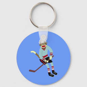 Socken-Affe-Hockey-Spieler Schlüsselanhänger