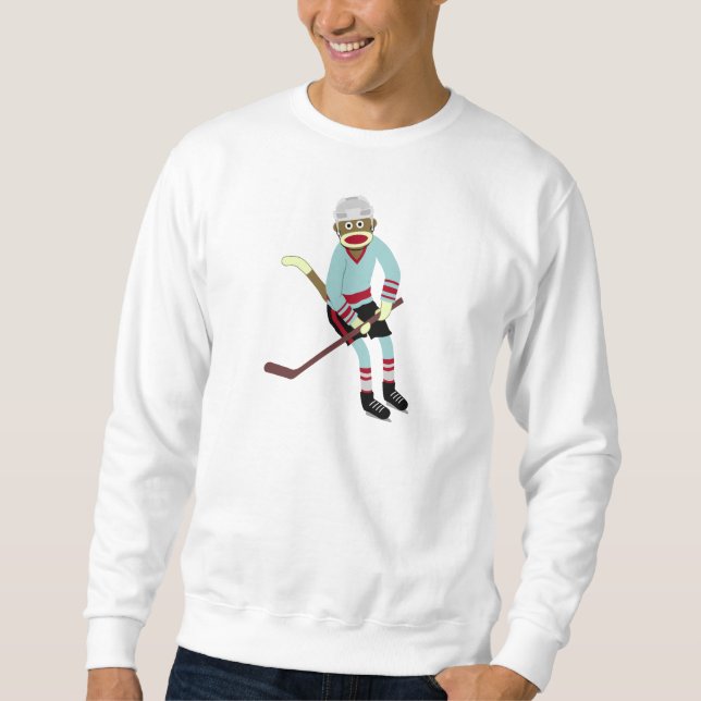 Socken-Affe-Hockey-Spieler Sweatshirt (Vorderseite)
