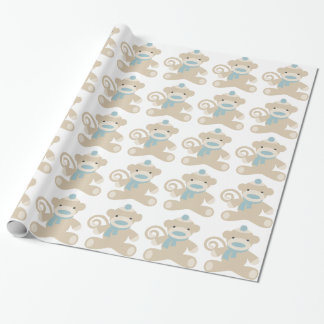 Socken-Affe im Blau Geschenkpapier