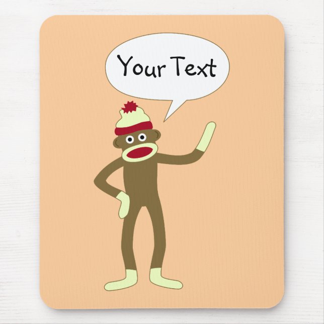 Socken-Affe-kundengerechte Comic-Sprache-Blase Mousepad (Vorne)