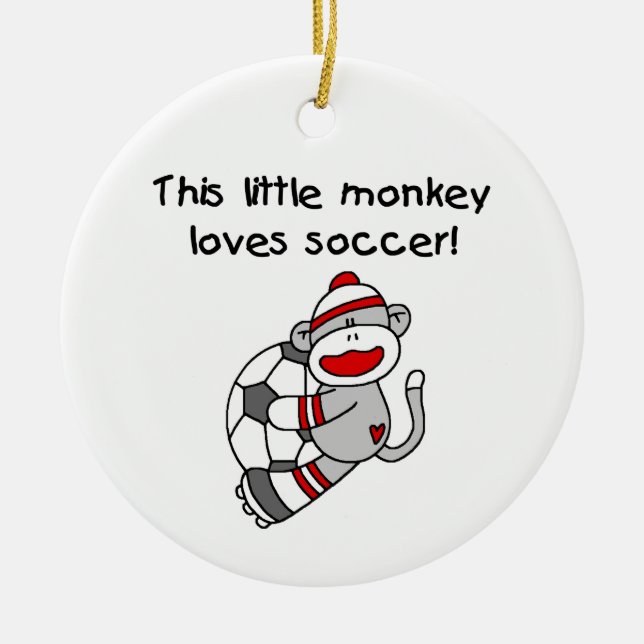 Socken-Affe-Liebe-Fußball-T-Shirts und Geschenke Keramikornament (Vorne)