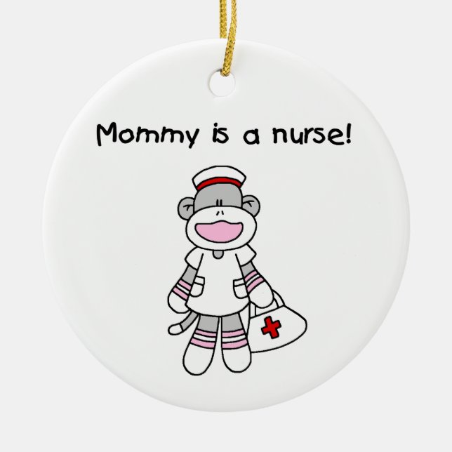 Socken-Affe-Mama-Krankenschwester-T - Shirts und Keramikornament (Vorne)