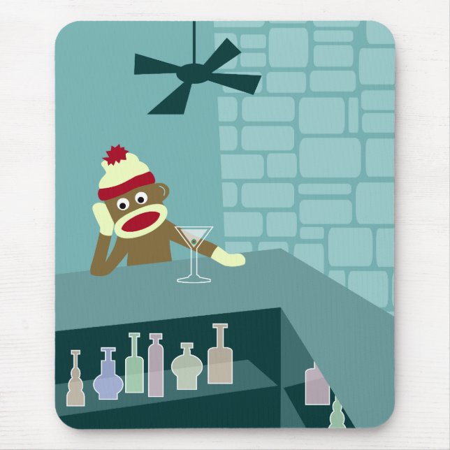 Socken-Affe-Martini-Bar Mousepad (Vorne)