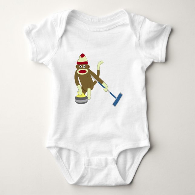 Socken-Affe-olympisches Winden Baby Strampler (Vorderseite)