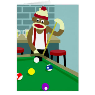 Socken-Affe-Pool-Billiardspieler
