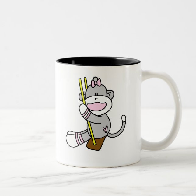 Socken-Affe-Schwingen Zweifarbige Tasse (Rechts)