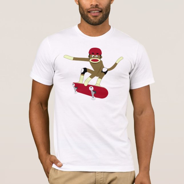 Socken-Affe-Skateboardfahrer T-Shirt (Vorderseite)