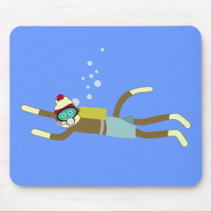 Socken-Affe-Sporttaucher Mousepad