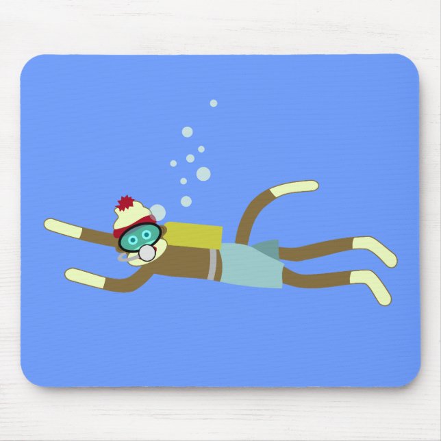 Socken-Affe-Sporttaucher Mousepad (Vorne)