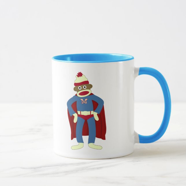 Socken-Affe-Superheld Tasse (Rechts)