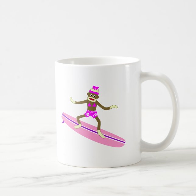 Socken-Affe-Surfer-Mädchen Kaffeetasse (Rechts)