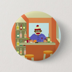 Socken-Affe-Wein-Schmecker Button