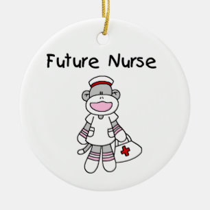 Socken-Affe-zukünftige Krankenschwester-T - Shirt Keramikornament
