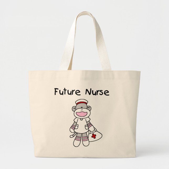 Socken-Affe-zukünftige Krankenschwester-T - Shirts Jumbo Stoffbeutel (Vorne)
