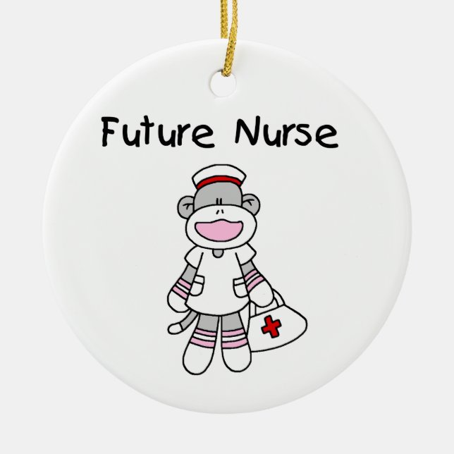 Socken-Affe-zukünftige Krankenschwester-T - Shirts Keramikornament (Vorne)