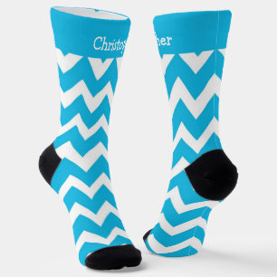 Socken Blau Zick-Zack-Design
