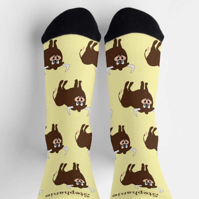 Socken Braunes Bull Design (Oben)