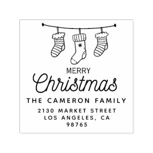 Socken Frohe Weihnachten Familienname Rücksendeadr Permastempel