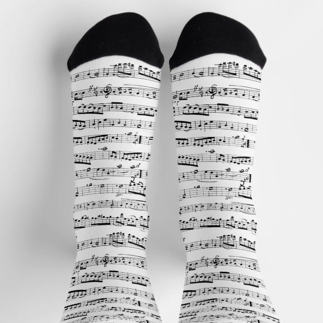 Socken für Musik - Muster für Crew von Musiknoten (Oben)