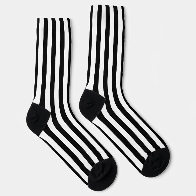 Socken für vertikale Streifen in Schwarz und Weiß (Rechts)