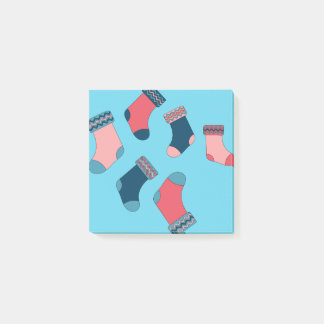 Socken für Weihnachten Strumpf auf blauem Hintergr Post-it Klebezettel