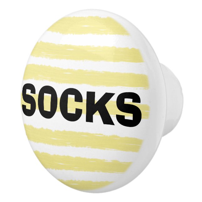 Socken Gelbe weiße Wasserfarben Streifen Keramikknauf (Rechts)