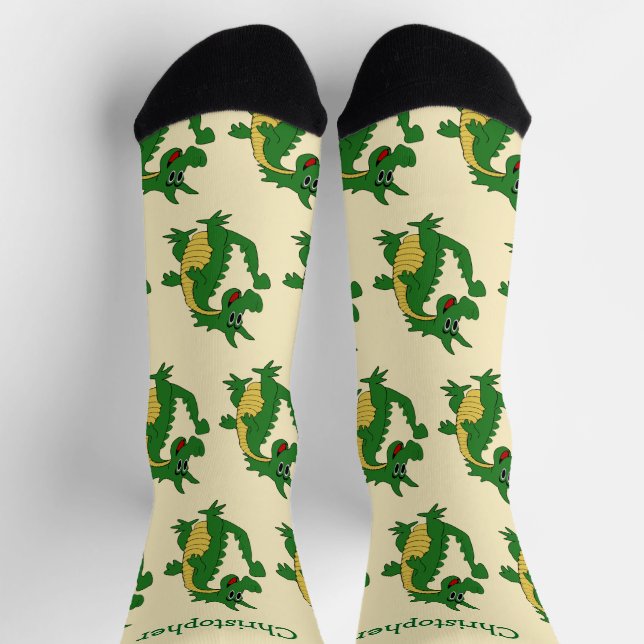 Socken Grüner Drachen-Design (Oben)