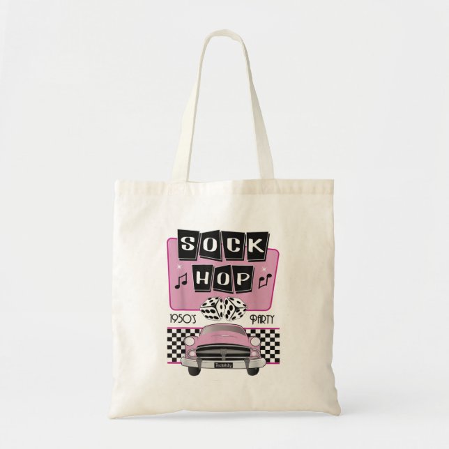 Socken Hop Dance Kostüm Retro 50er Pink Rocka der  Tragetasche (Vorne)