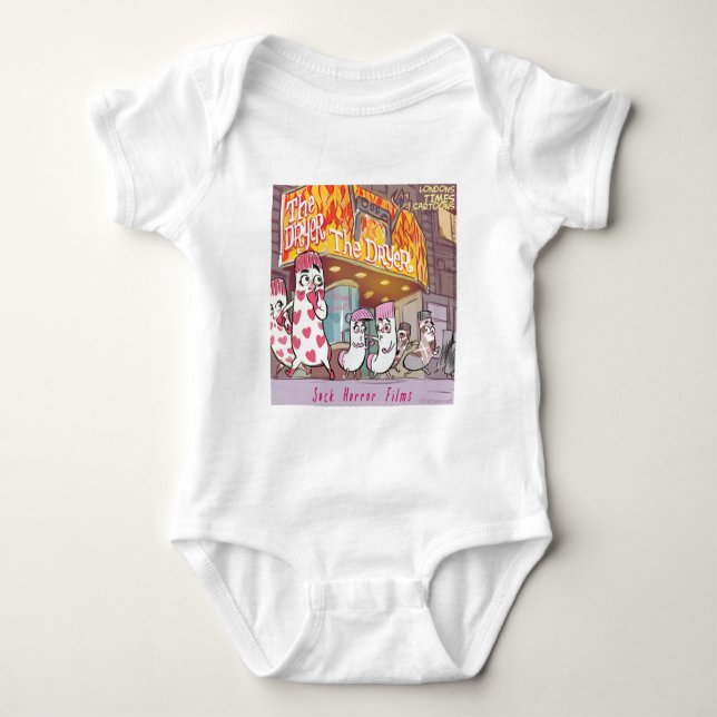 Socken Horror filmt den Trockner Funny Baby Strampler (Vorderseite)