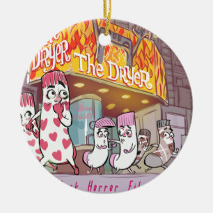 Socken Horror filmt den Trockner Funny Keramikornament