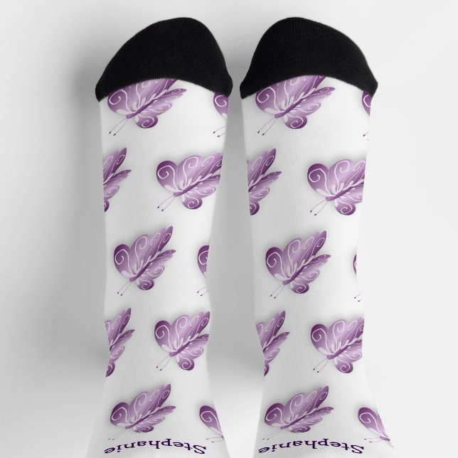 Socken Lila Schmetterlingsdesign (Oben)