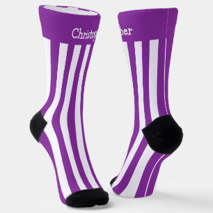 Socken, Lila und weiß Streifen Socken