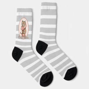Socken mit Applikation einer kleinen Katze