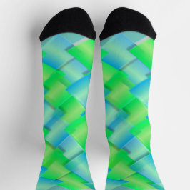Socken mit blauer und grüner Crew