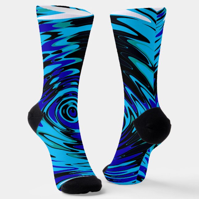 Socken mit blauer und schwarzer Crew mit Abstrakte (Gewinkelt)