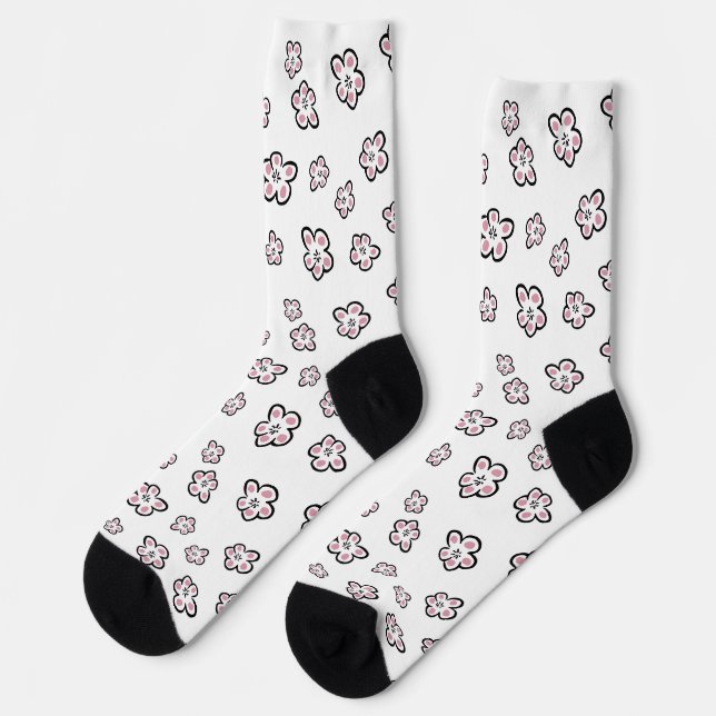 Socken mit rosa Blumenmotiv (Linkes Detail)