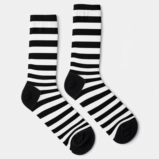 Socken mit schwarzen und weißen breiten horizontal (Rechts)