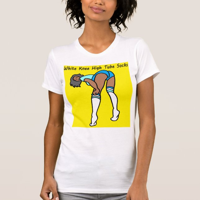 Socken mit weißem Knie T-Shirt (Vorderseite)