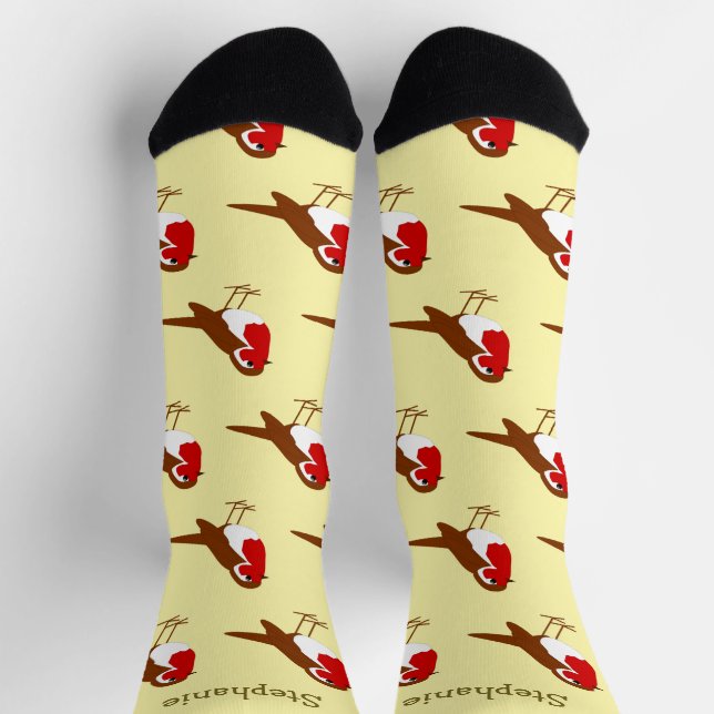 Socken Robin Rotbrust Design (Oben)