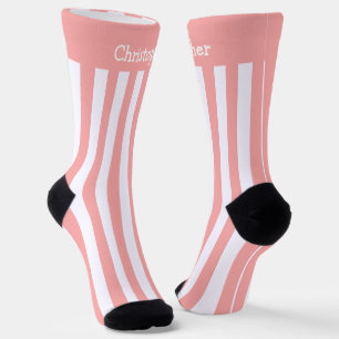 Socken, rosa und weiße Streifen Socken